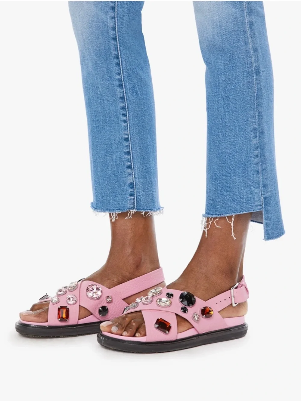 MOTHER insider crop step fray